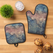 抽象芸術数々の色大理石 鍋つかみ&鍋敷きセット (トップダウン)