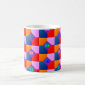抽象芸術数々の色市松模様に型蝶 コーヒーマグカップ (中央)