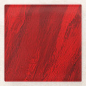 抽象芸術斜めの赤いデザイン ガラスコースター (正面)