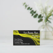 抽象芸術斜め黄色い縞模様(黒の上) 予約カード (スタンド正面)