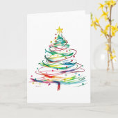 抽象芸術旋回クリスマスツリーカラフルモダン カード (黄色い花)