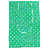 抽象芸術旋回パターン – ジェードグリーンの色合い ミディアムペーパーバッグ (裏面)