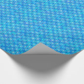 抽象芸術旋回パターン – 青、ターコイズ、白 ラッピングペーパー (角)