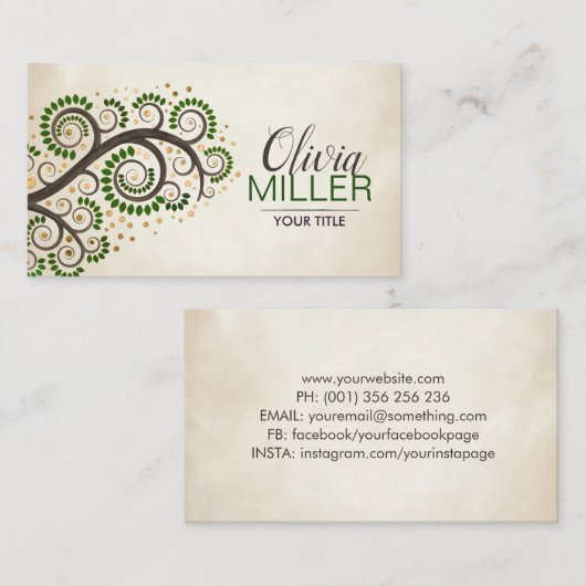 抽象芸術旋回樹枝 名刺 (正面/裏面)