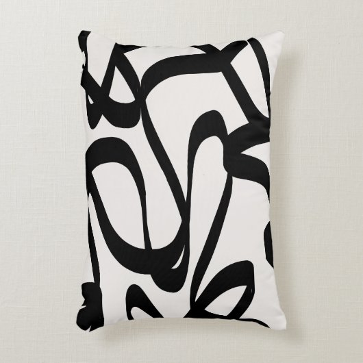 抽象芸術旋回線は黒とベージュクリームを形成 アクセントクッション (正面(垂直))