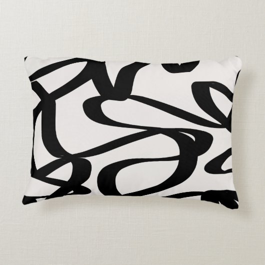 抽象芸術旋回線は黒とベージュクリームを形成 アクセントクッション (裏面)