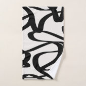 抽象芸術旋回線は黒とベージュクリームを形成 バスタオルセット (ハンドタオル)