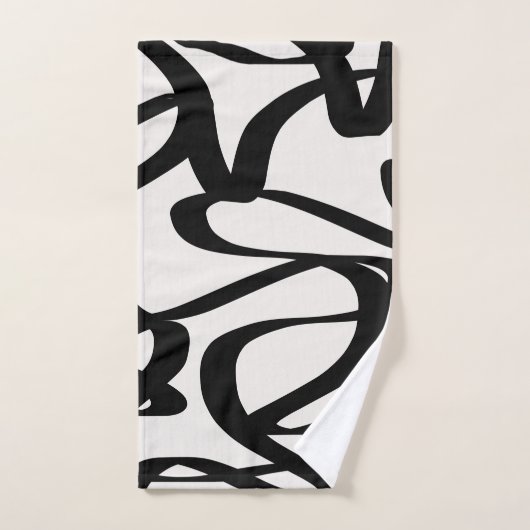 抽象芸術旋回線は黒とベージュクリームを形成 バスタオルセット (ハンドタオル)