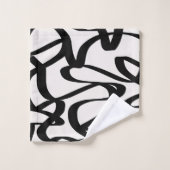 抽象芸術旋回線は黒とベージュクリームを形成 バスタオルセット (ウォッシュタオル)