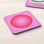 抽象芸術日が差すことの珊瑚、ピンクと銀 コースター (左側)