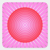 抽象芸術日が差すことの珊瑚、ピンクと銀 スクエアシール (正面)