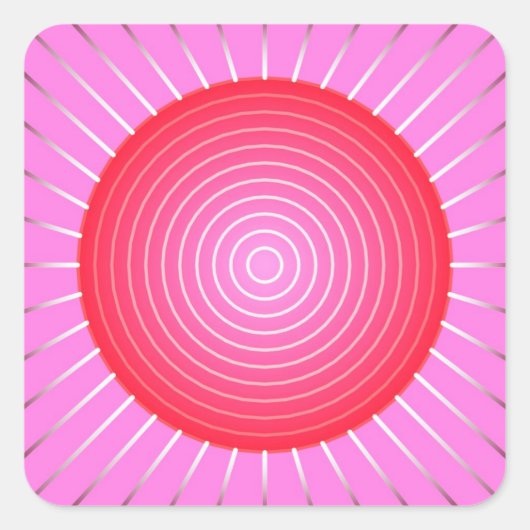 抽象芸術日が差すことの珊瑚、ピンクと銀 スクエアシール (正面)