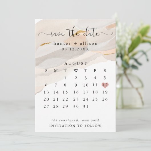 抽象芸術日付カレンダーのフライヤーを保存 招待状 (スタンド正面)