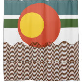 抽象芸術日没 シャワーカーテン (正面)