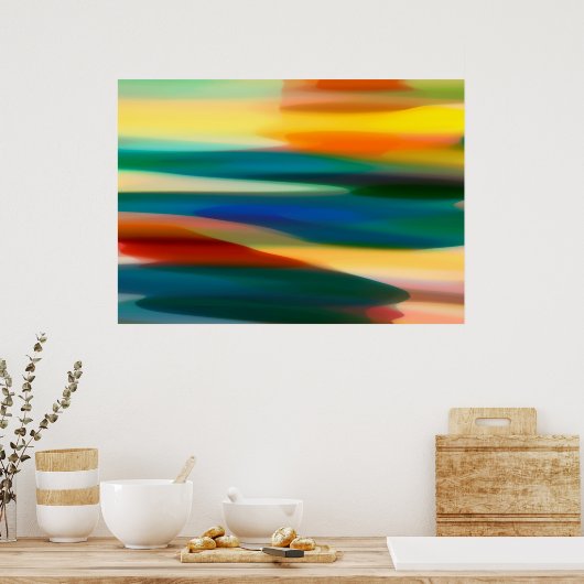 抽象芸術日没 ポスター (キッチン)