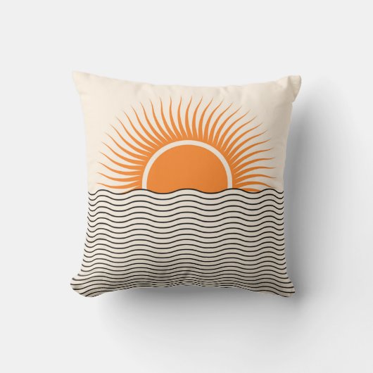 抽象芸術日没：幾何学模様boho decor. クッション (正面)