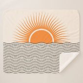 抽象芸術日没:幾何学模様boho decor. シェルパブランケット (正面(横))