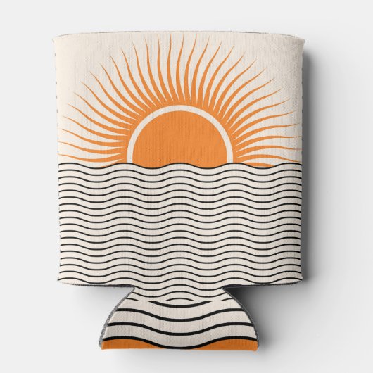 抽象芸術日没:幾何学模様boho decor. 缶クーラー (裏面)