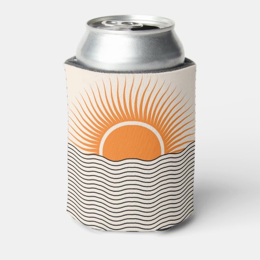 抽象芸術日没:幾何学模様boho decor. 缶クーラー (缶裏面)