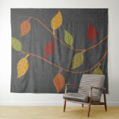 抽象芸術明るいパターン（の模様が）ある葉のブランチ タペストリー (インサイチュ(横))