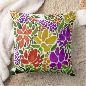 抽象芸術明るいフローラ クッション (ブランケット)