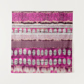 抽象芸術明るい赤紫色カラフル縁ど型 タペストリー (正面(横))