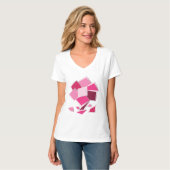 抽象芸術明るい赤紫色花 Tシャツ (正面フル)