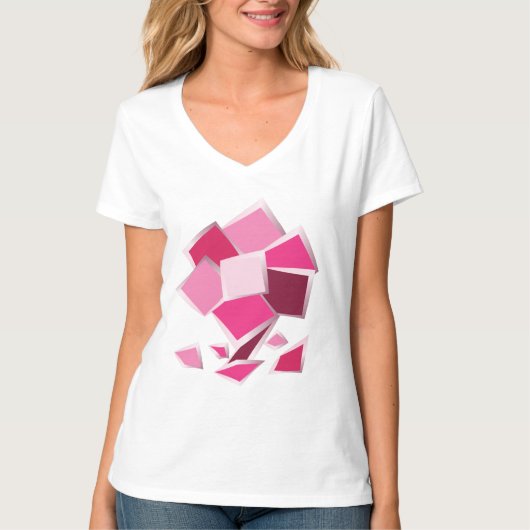 抽象芸術明るい赤紫色花 Tシャツ (正面)
