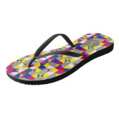 抽象芸術明るい赤紫色黄色の幾何学的パターン ビーチサンダル (アングル)