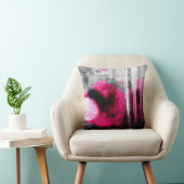 抽象芸術明るい赤紫色、グレーと黒の木目写真アート クッション (椅子)