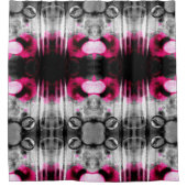 抽象芸術明るい赤紫色、グレーと黒の木目写真アート シャワーカーテン (正面)