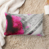 抽象芸術明るい赤紫色、グレーと黒の木目写真アート ランバークッション (ブランケット)