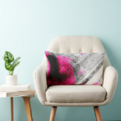 抽象芸術明るい赤紫色、グレーと黒の木目写真アート ランバークッション (椅子)