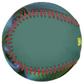 抽象芸術星の光沢のある青の緑の黄金のフラクタル名 ソフトボール (正面左)