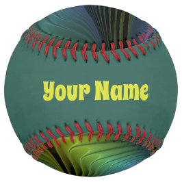 抽象芸術星の光沢のある青の緑の黄金のフラクタル名 ソフトボール