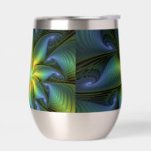 抽象芸術星、光沢のある青の緑の黄金のフラクタル・アート (左面)