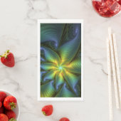 抽象芸術星、光沢のある青の緑の黄金のフラクタル・アート (インサイチュ)