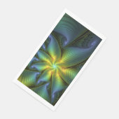 抽象芸術星、光沢のある青の緑の黄金のフラクタル・アート (コーナー)