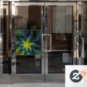 抽象芸術星、光沢のある青の緑の黄金のフラクタル・アート ウィンドウサイン (オフィスドア)