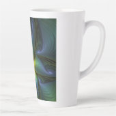 抽象芸術星、光沢のある青の緑の黄金のフラクタル・アート カフェラテマグ (右)