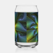 抽象芸術星、光沢のある青の緑の黄金のフラクタル・アート ガラス缶 (左)