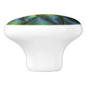 抽象芸術星、光沢のある青の緑の黄金のフラクタル・アート セラミックノブ (側面)