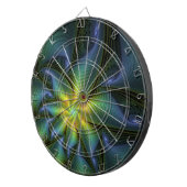 抽象芸術星、光沢のある青の緑の黄金のフラクタル・アート ダーツボード (正面右)