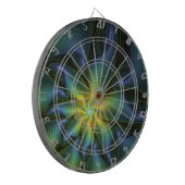 抽象芸術星、光沢のある青の緑の黄金のフラクタル・アート ダーツボード (正面左)