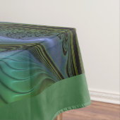 抽象芸術星、光沢のある青の緑の黄金のフラクタル・アート テーブルクロス (インサイチュ)