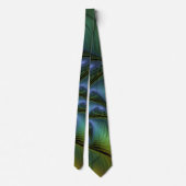 抽象芸術星、光沢のある青の緑の黄金のフラクタル・アート ネクタイ (裏面)