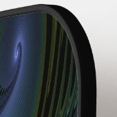 抽象芸術星、光沢のある青の緑の黄金のフラクタル・アート ピックルボールラケット (左詳細)