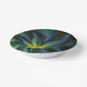 抽象芸術星、光沢のある青の緑の黄金のフラクタル・アート ペーパーボウル (傾斜あり)