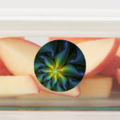 抽象芸術星、光沢のある青の緑の黄金のフラクタル・アート ラベル (貼付)