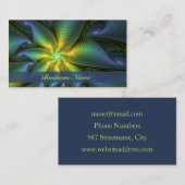 抽象芸術星、光沢のある青の緑の黄金のフラクタル・アート 名刺 (正面/裏面)